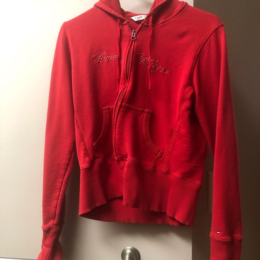 Vintage Tommy Hilfiger Red Zip Up Hoodie
